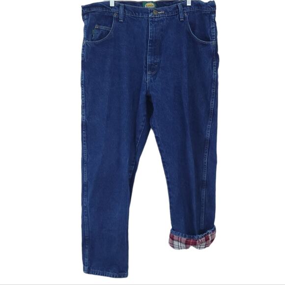 Cabelas Flannel Lined Blue Jeans 40X30 Denim Cold Weather Pants - Picture 3 of 6